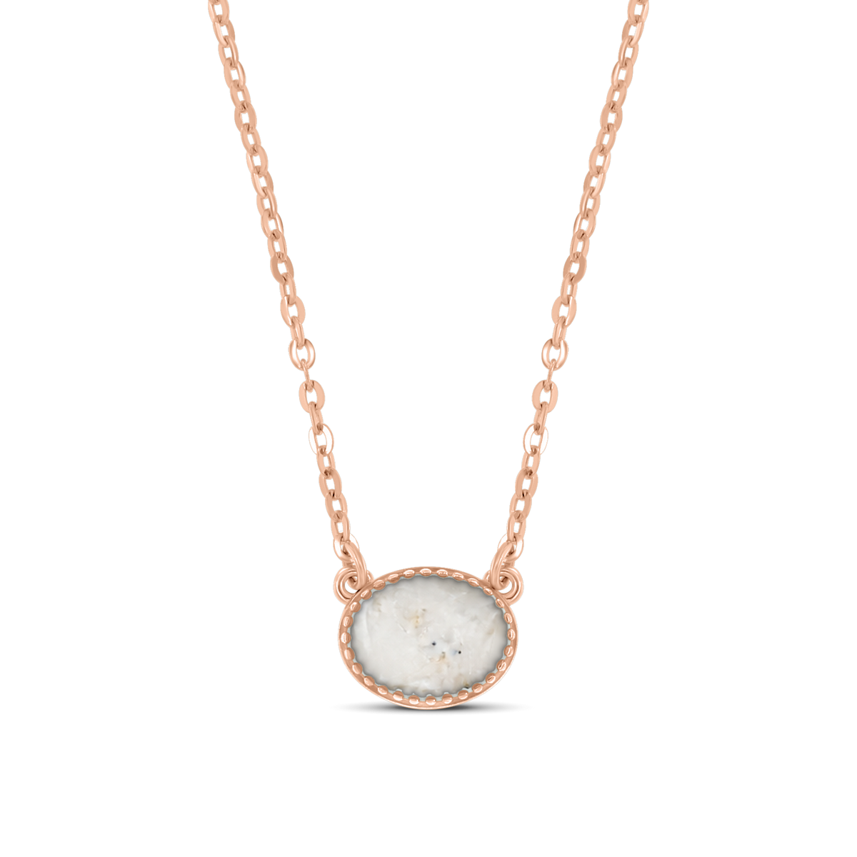 Luna as-ketting in massief rosé goud met parelmoer askleur