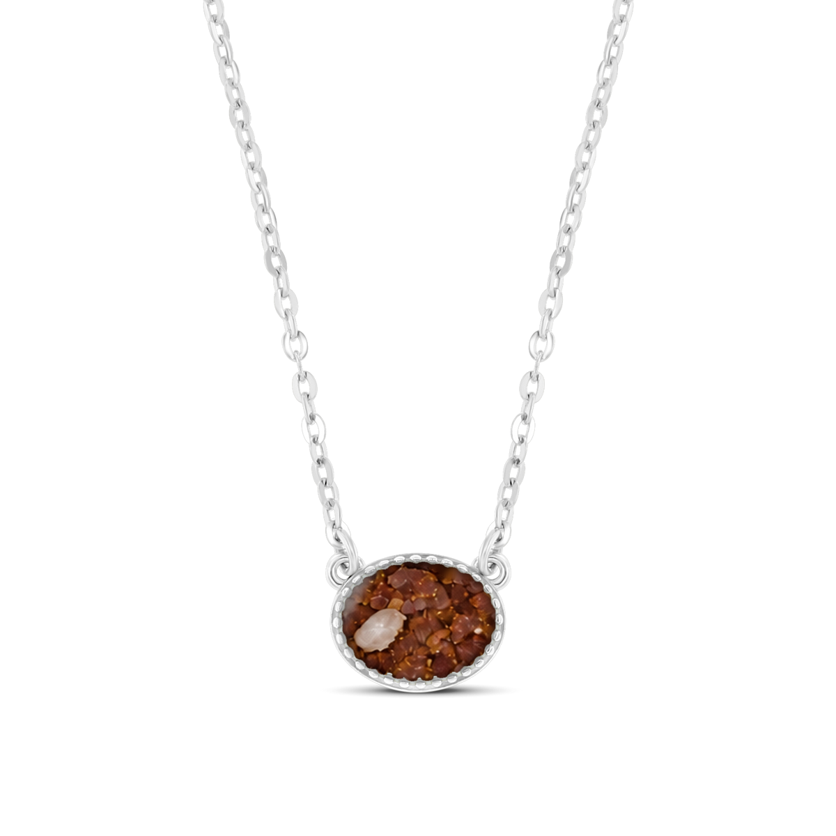 Luna as-ketting in 925 zilver met koperbruin askleur