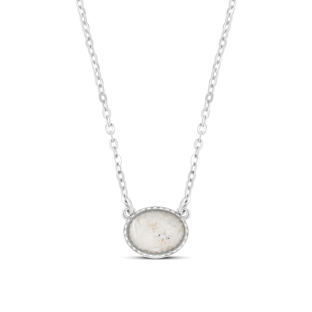 Luna as-ketting in 925 zilver met parelmoer askleur
