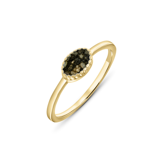Luna as-ring in massief geel goud met antraciet askleur