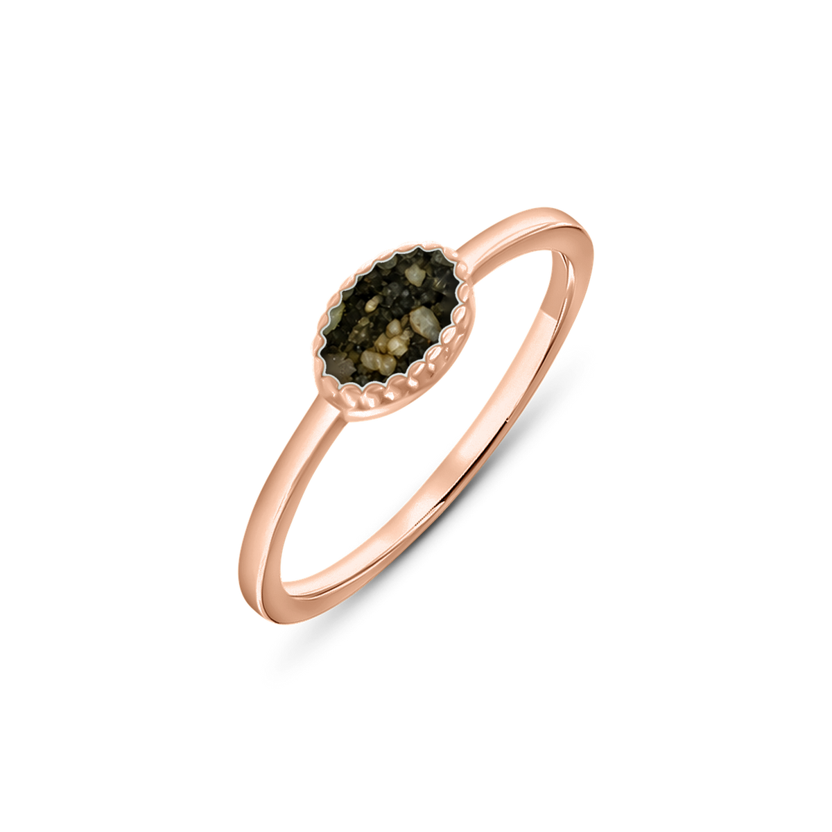 Luna as-ring in massief rosé goud met antraciet askleur