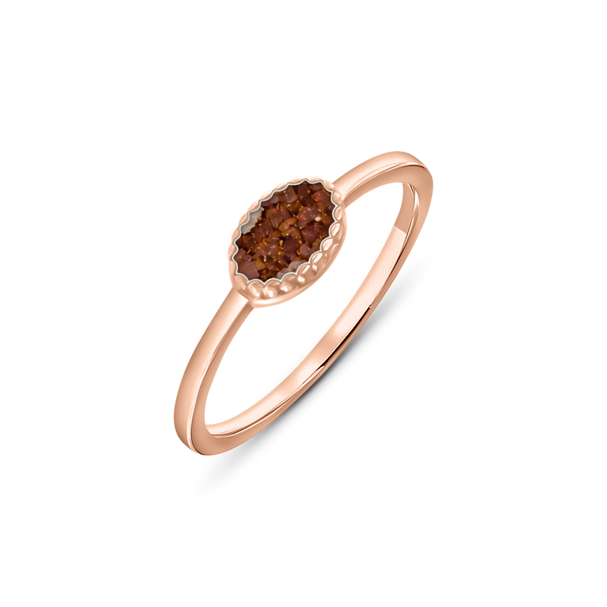 Luna as-ring in massief rosé goud met koperbruin askleur