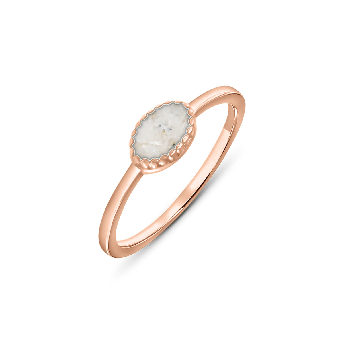 Luna as-ring in massief rosé goud met parelmoer askleur