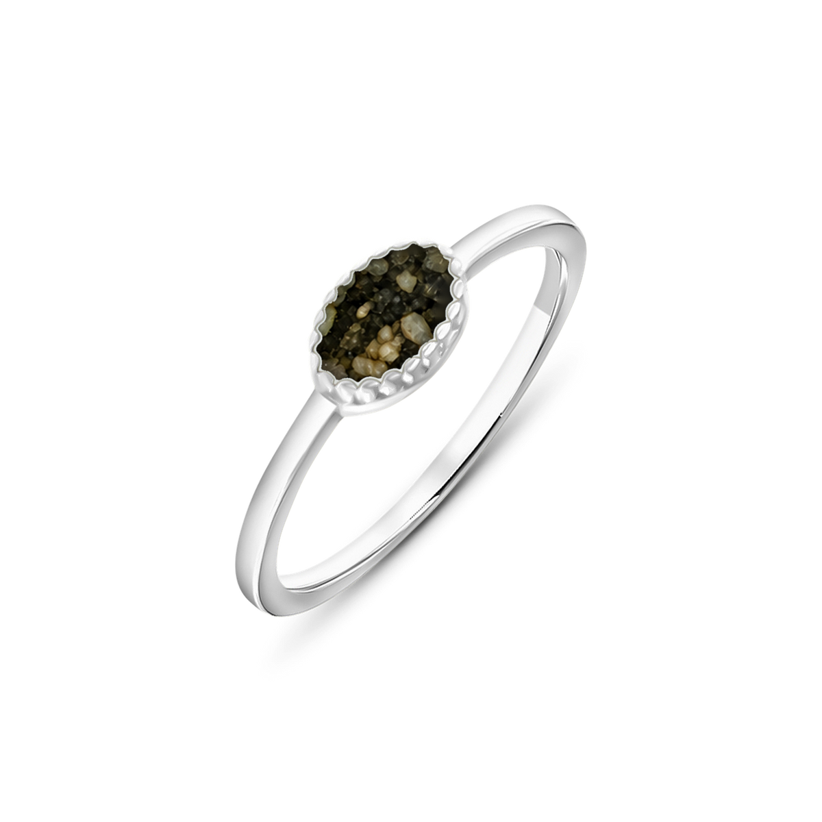 Luna as-ring in massief wit goud met antraciet askleur