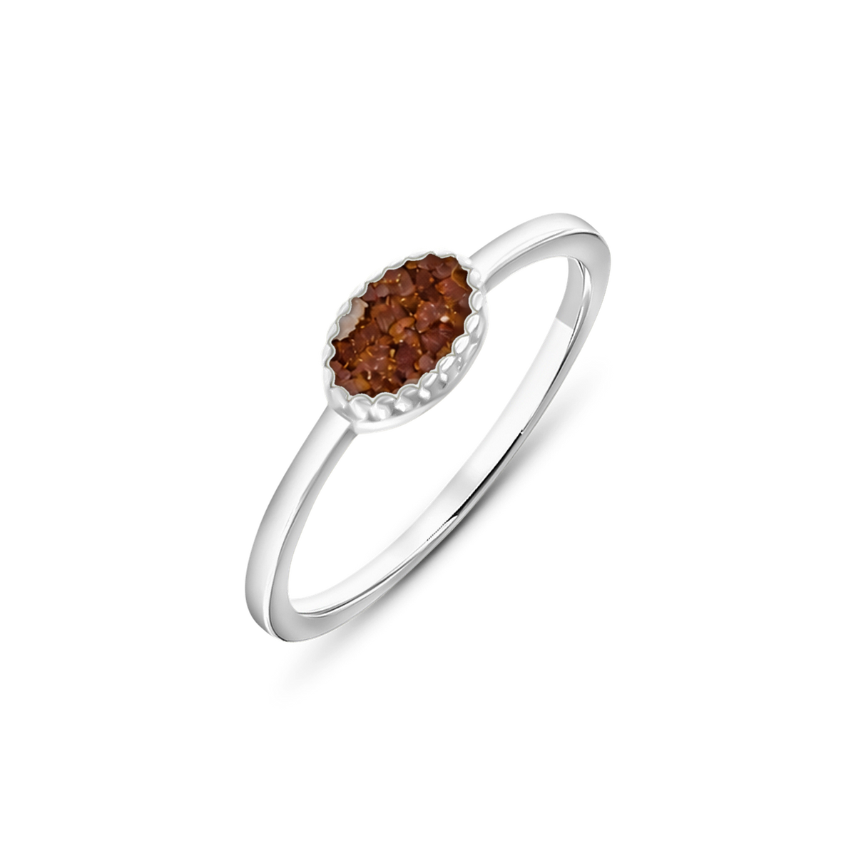 Luna as-ring in massief wit goud met koperbruin askleur
