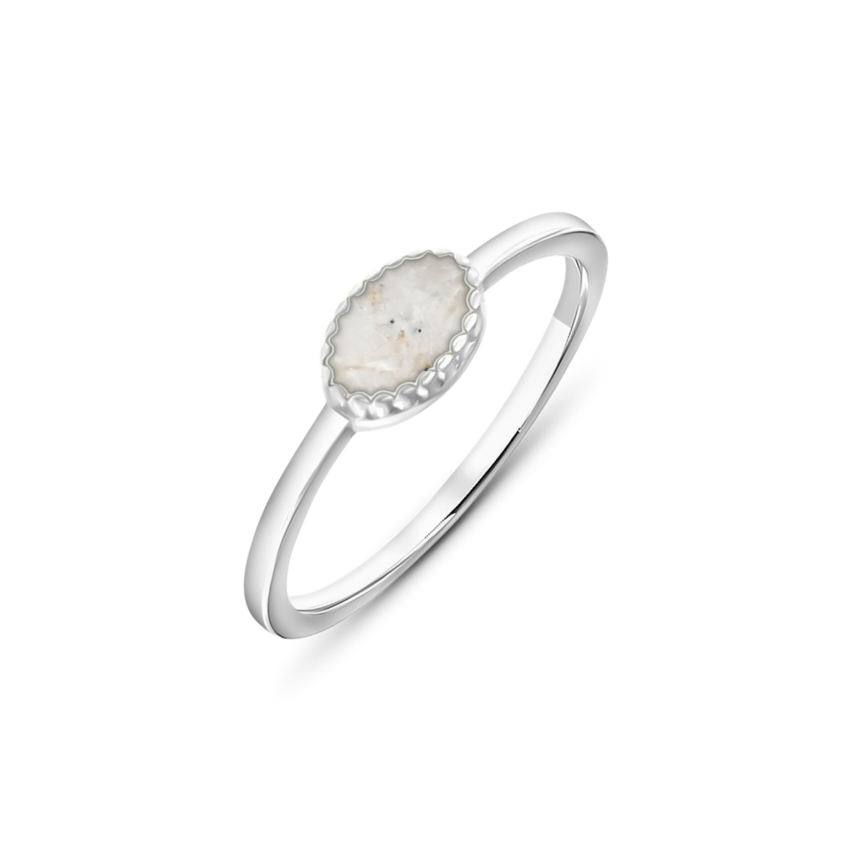 Luna as-ring in massief wit goud met parelmoer askleur
