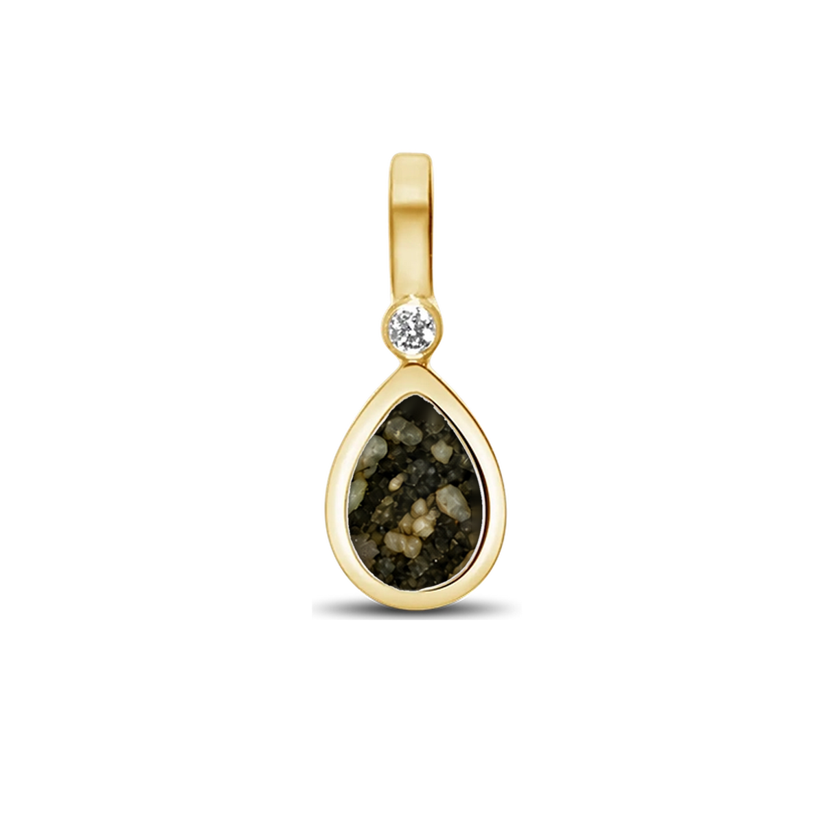 Magic Drop as-hanger in massief geel goud met antraciet askleur en zirkonia