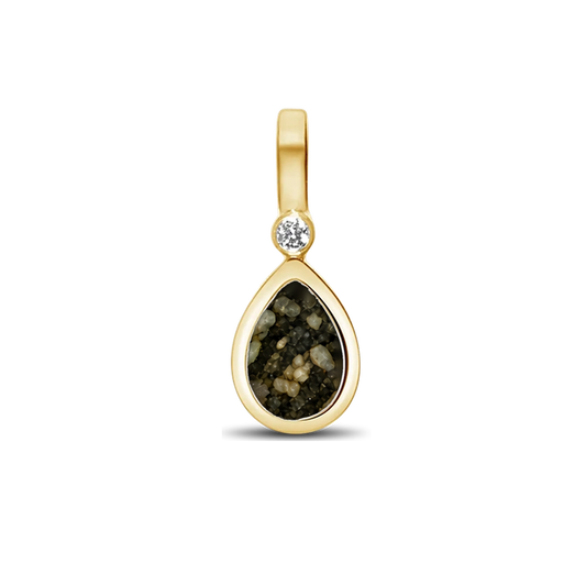 Magic Drop as-hanger in massief geel goud met antraciet askleur en zirkonia