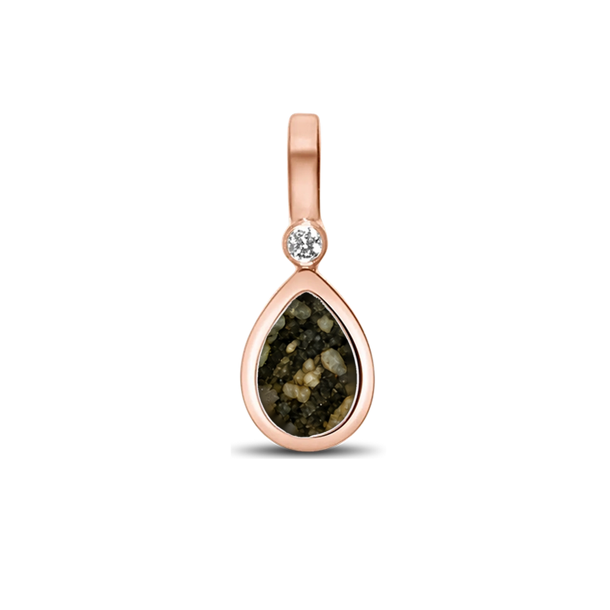 Magic Drop as-hanger in massief rosé goud met antraciet askleur en zirkonia