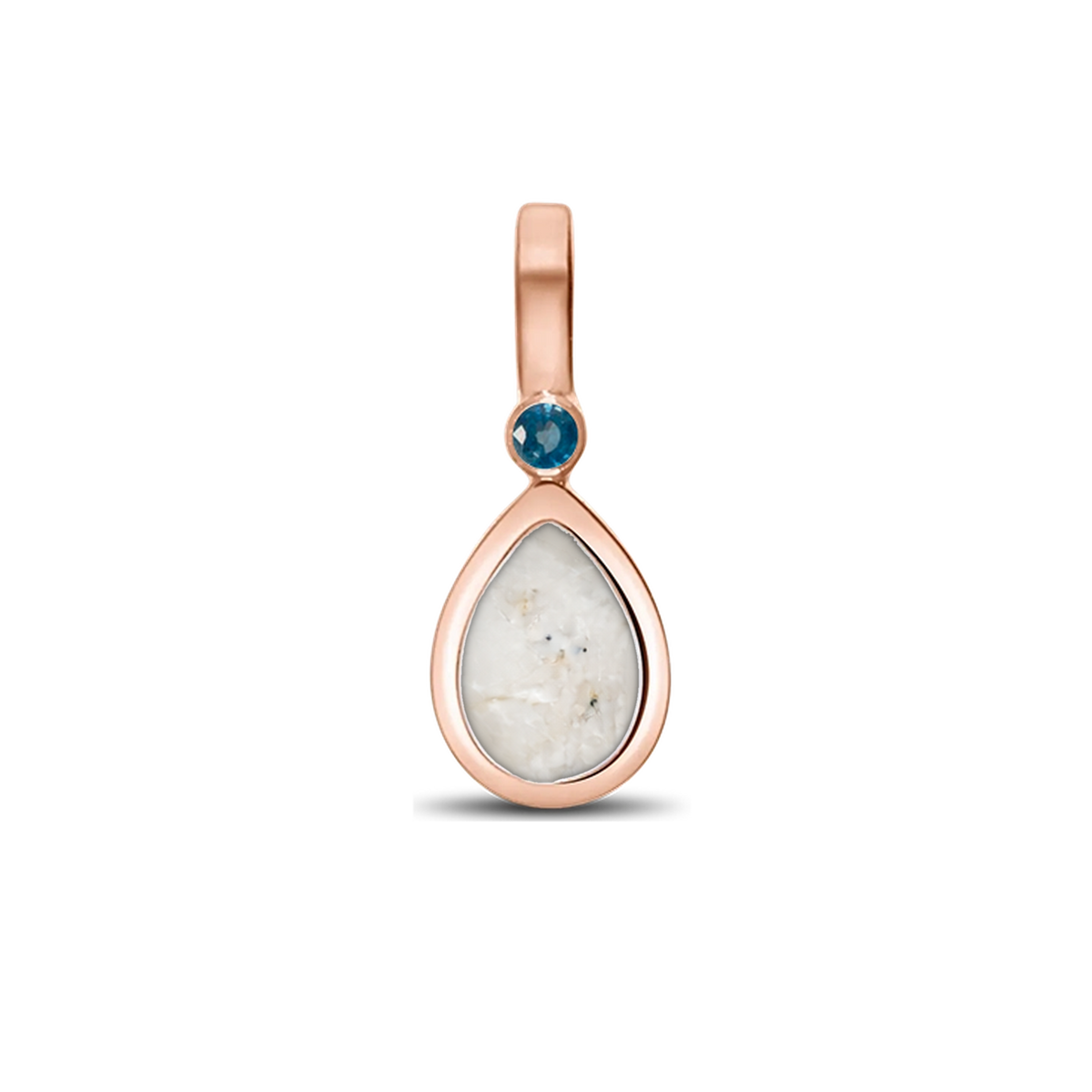 Magic Drop as-hanger in massief rosé goud met parelmoer askleur en saffier