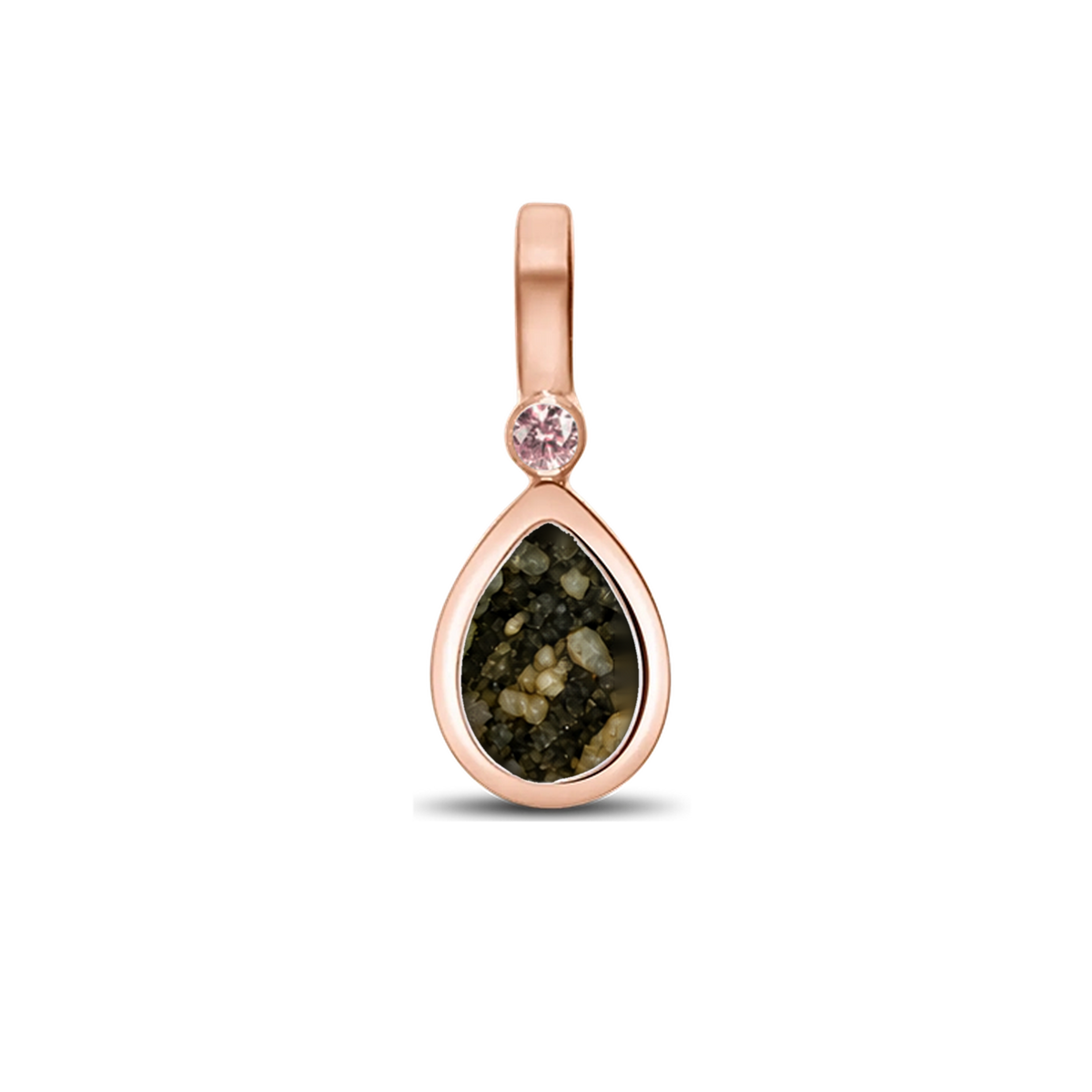 Magic Drop as-hanger in massief rosé goud met antraciet askleur en morganiet