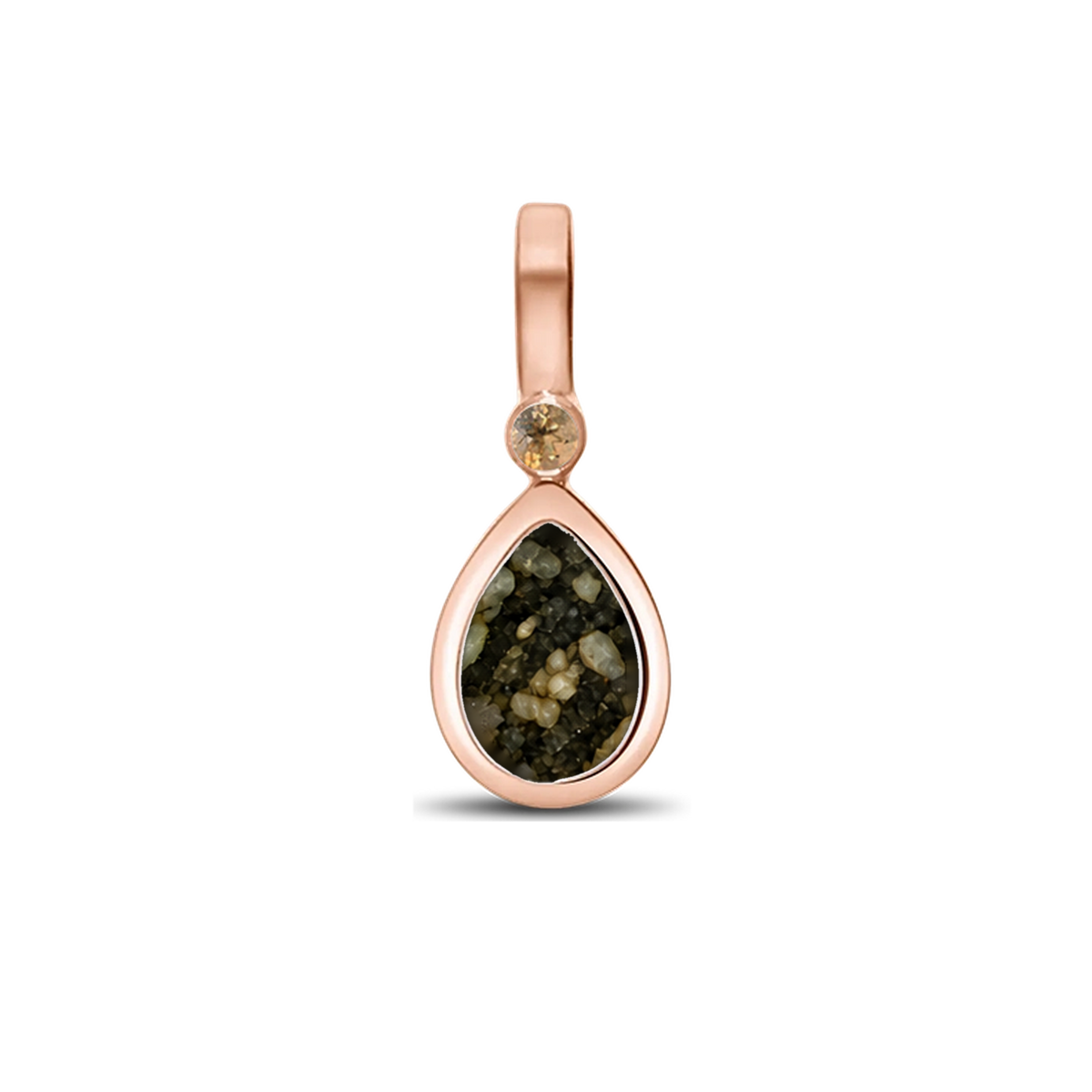 Magic Drop as-hanger in massief rosé goud met antraciet askleur en citrien