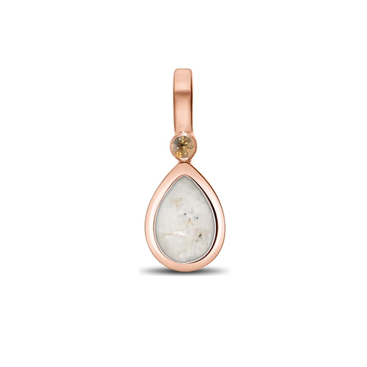 Magic Drop as-hanger in massief rosé goud met parelmoer askleur en citrien