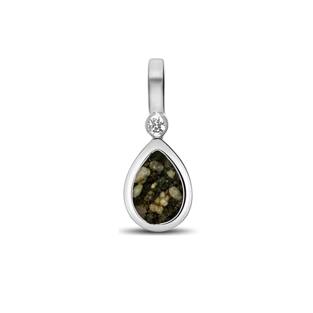 Magic Drop as-hanger in massief wit goud met antraciet askleur en zirkonia