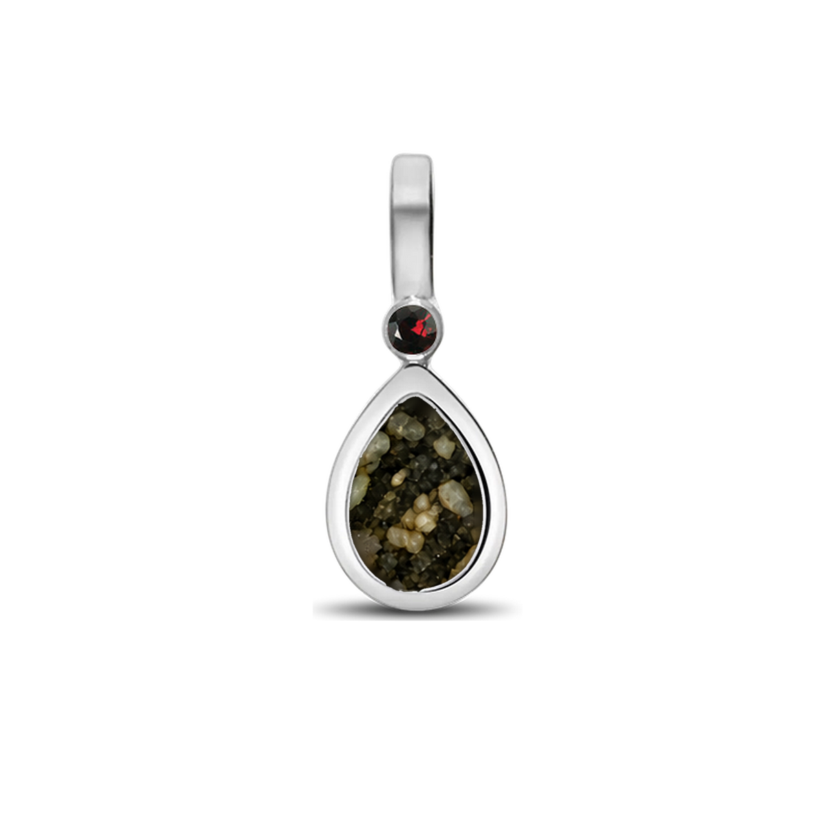 Magic Drop as-hanger in massief wit goud met antraciet askleur en granaat