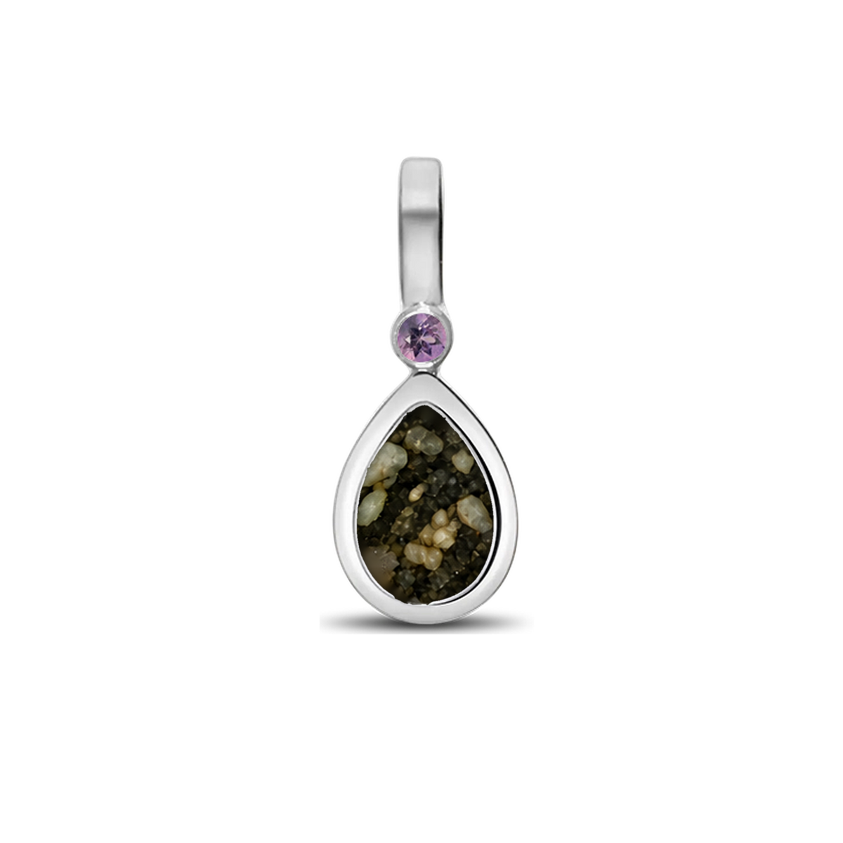 Magic Drop as-hanger in massief wit goud met antraciet askleur en amethist