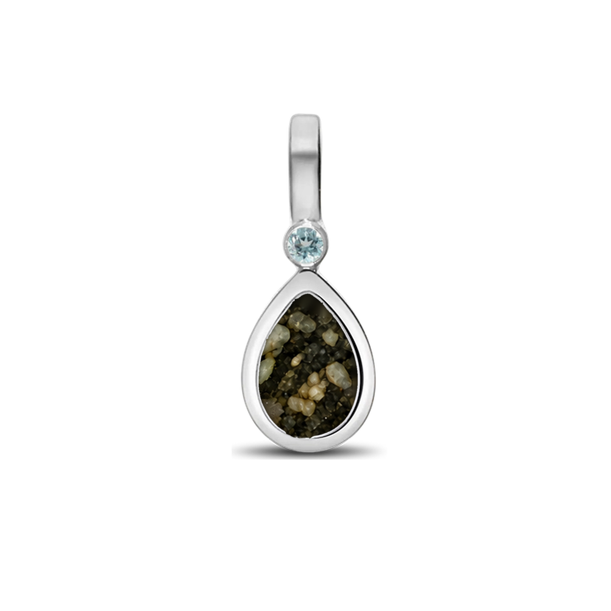 Magic Drop as-hanger in massief wit goud met antraciet askleur en aquamarijn