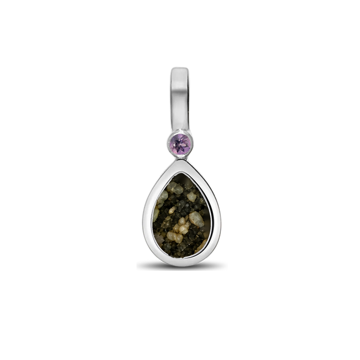 Magic Drop as-hanger in massief wit goud met antraciet askleur en amethist