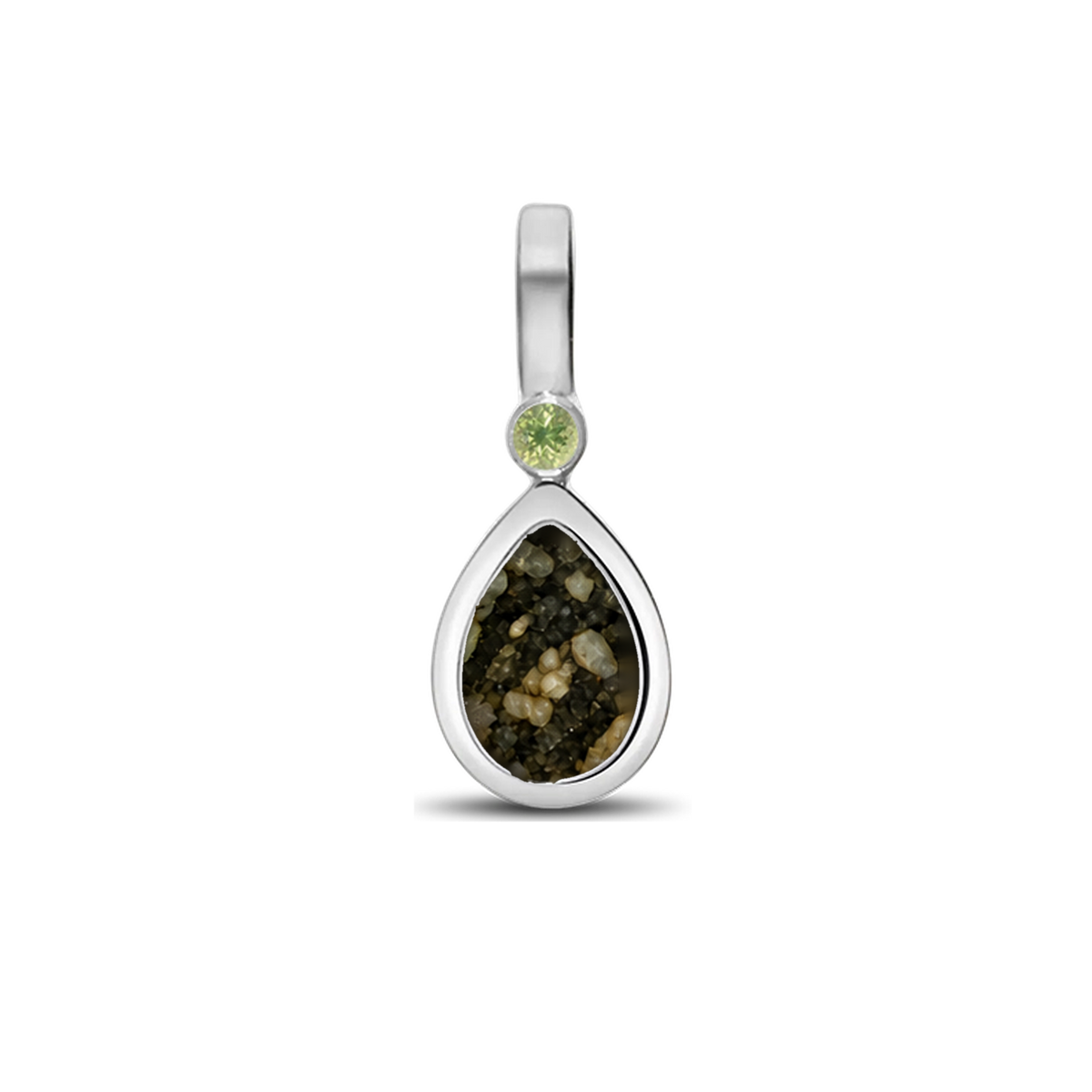 Magic Drop as-hanger in massief wit goud met antraciet askleur en peridot