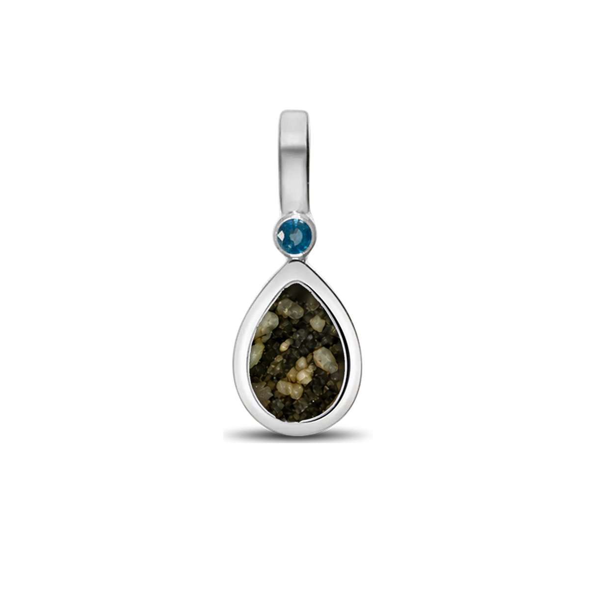 Magic Drop as-hanger in massief wit goud met antraciet askleur en saffier