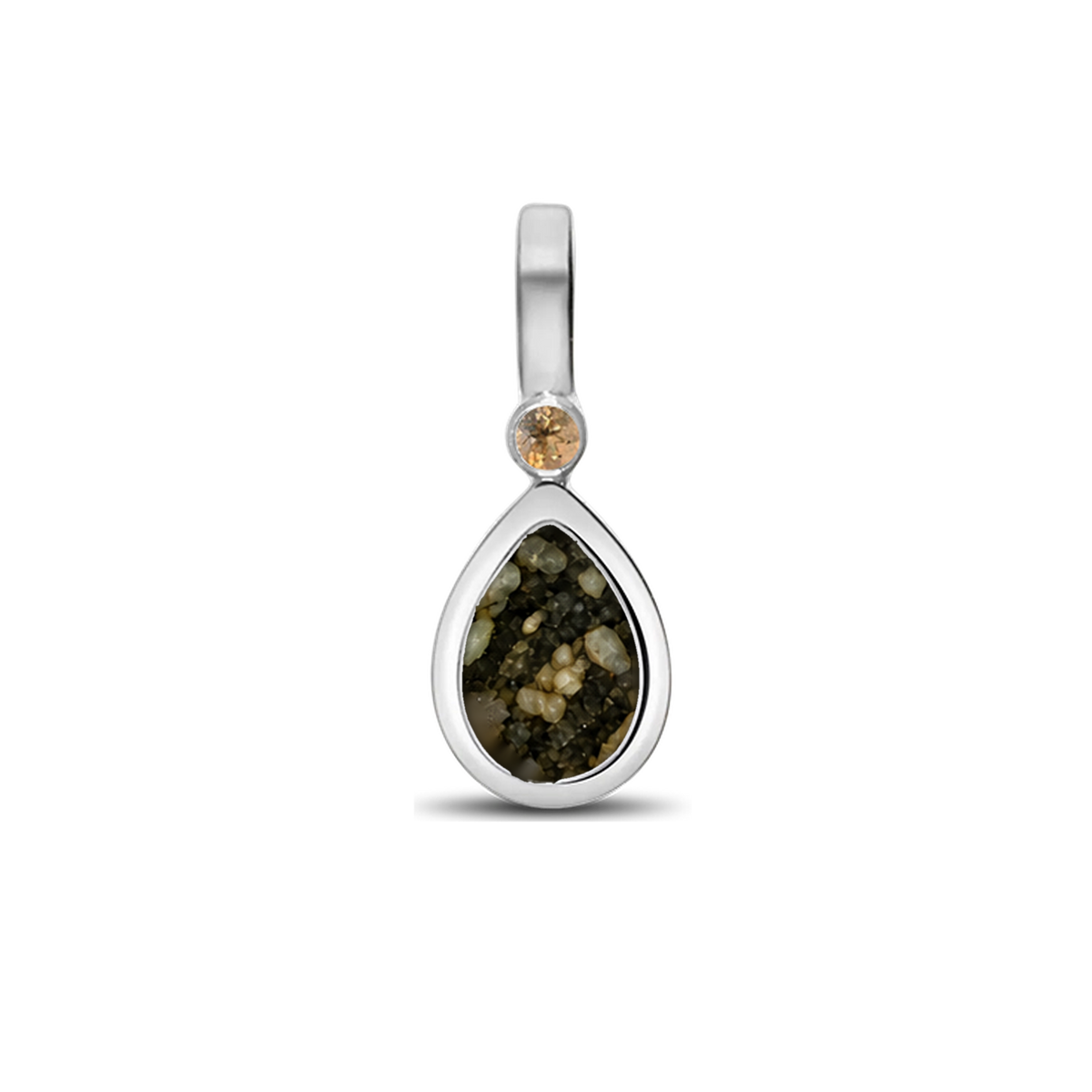 Magic Drop as-hanger in massief wit goud met antraciet askleur en citrien