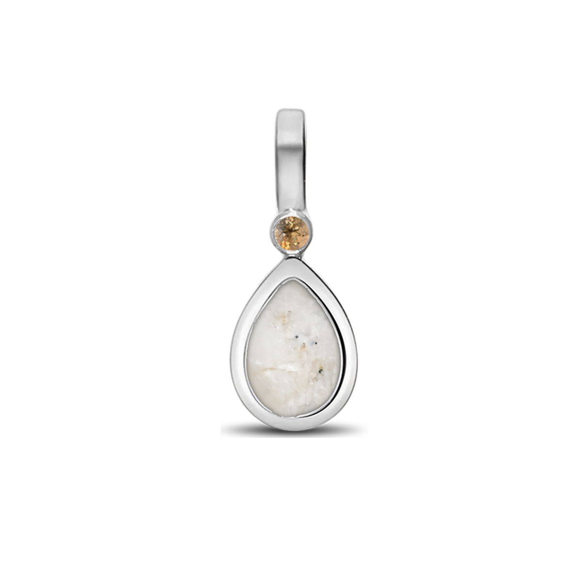 Magic Drop as-hanger in massief wit goud met parelmoer askleur en citrien