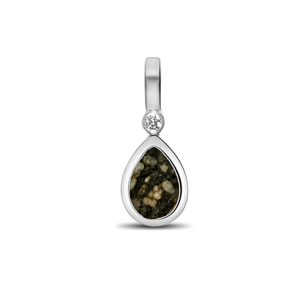 Magic Drop as-hanger in 925 zilver met antraciet askleur en zirkonia