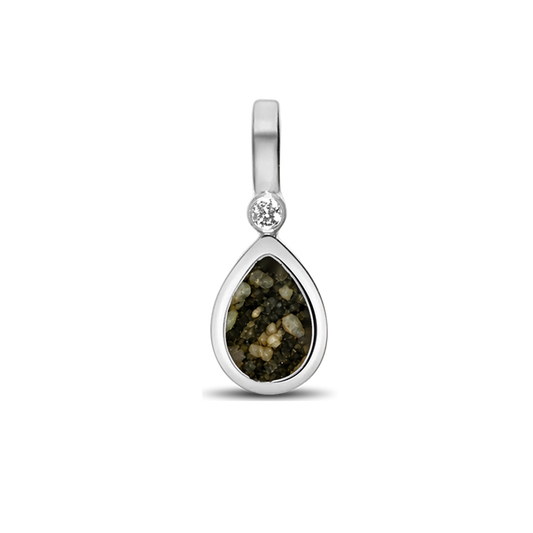 Magic Drop as-hanger in 925 zilver met antraciet askleur en zirkonia