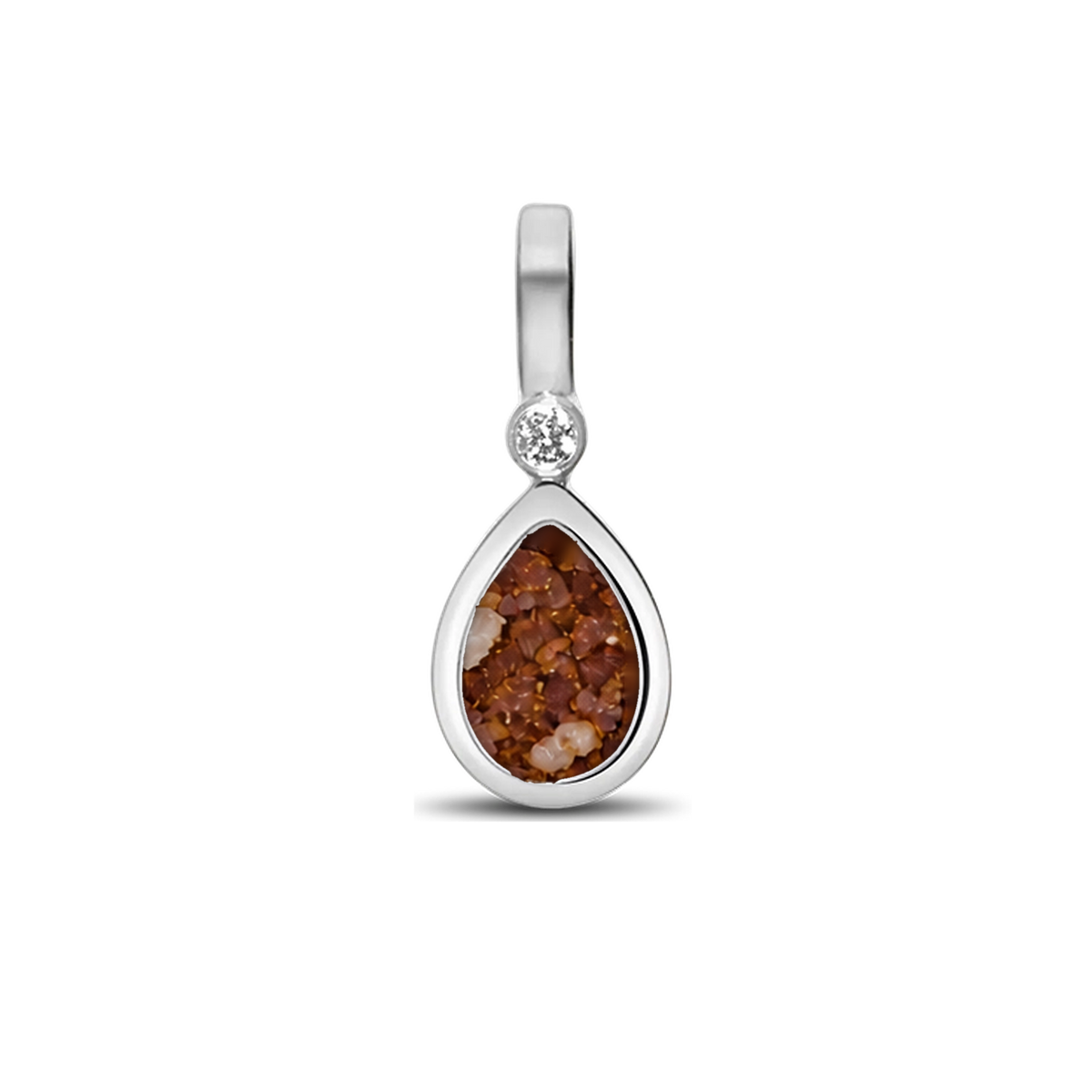 Magic Drop as-hanger in 925 zilver met koperbruin askleur en zirkonia