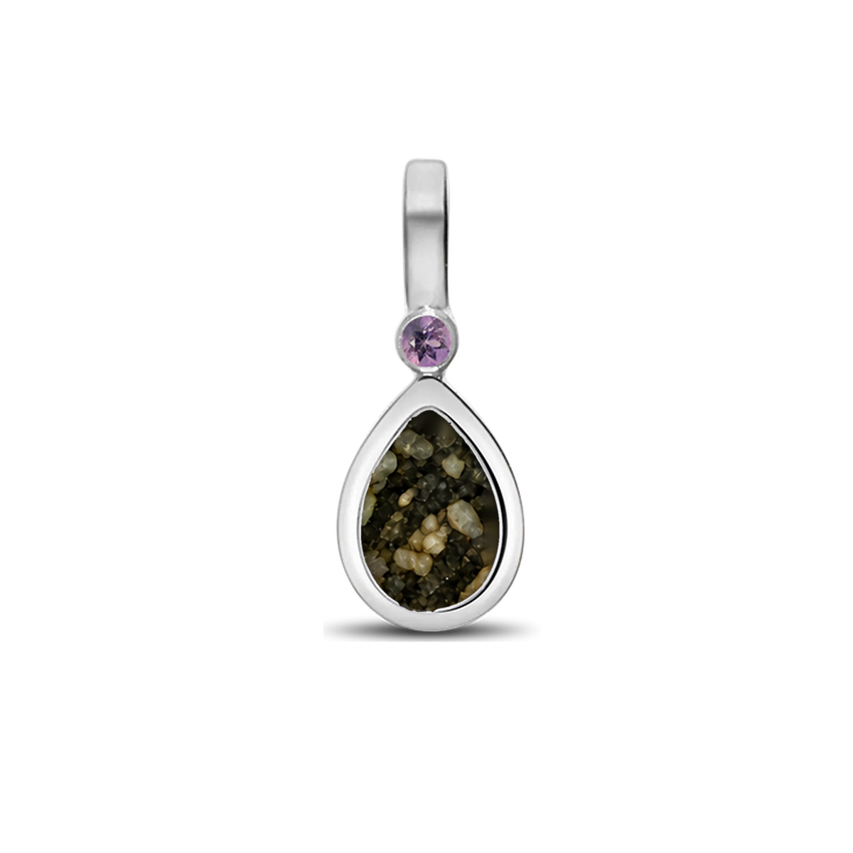 Magic Drop as-hanger in 925 zilver met antraciet askleur en amethist