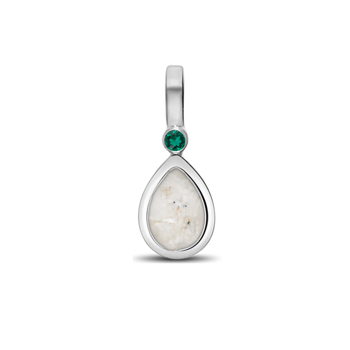 Magic Drop as-hanger in 925 zilver met parelmoer askleur en smaragd