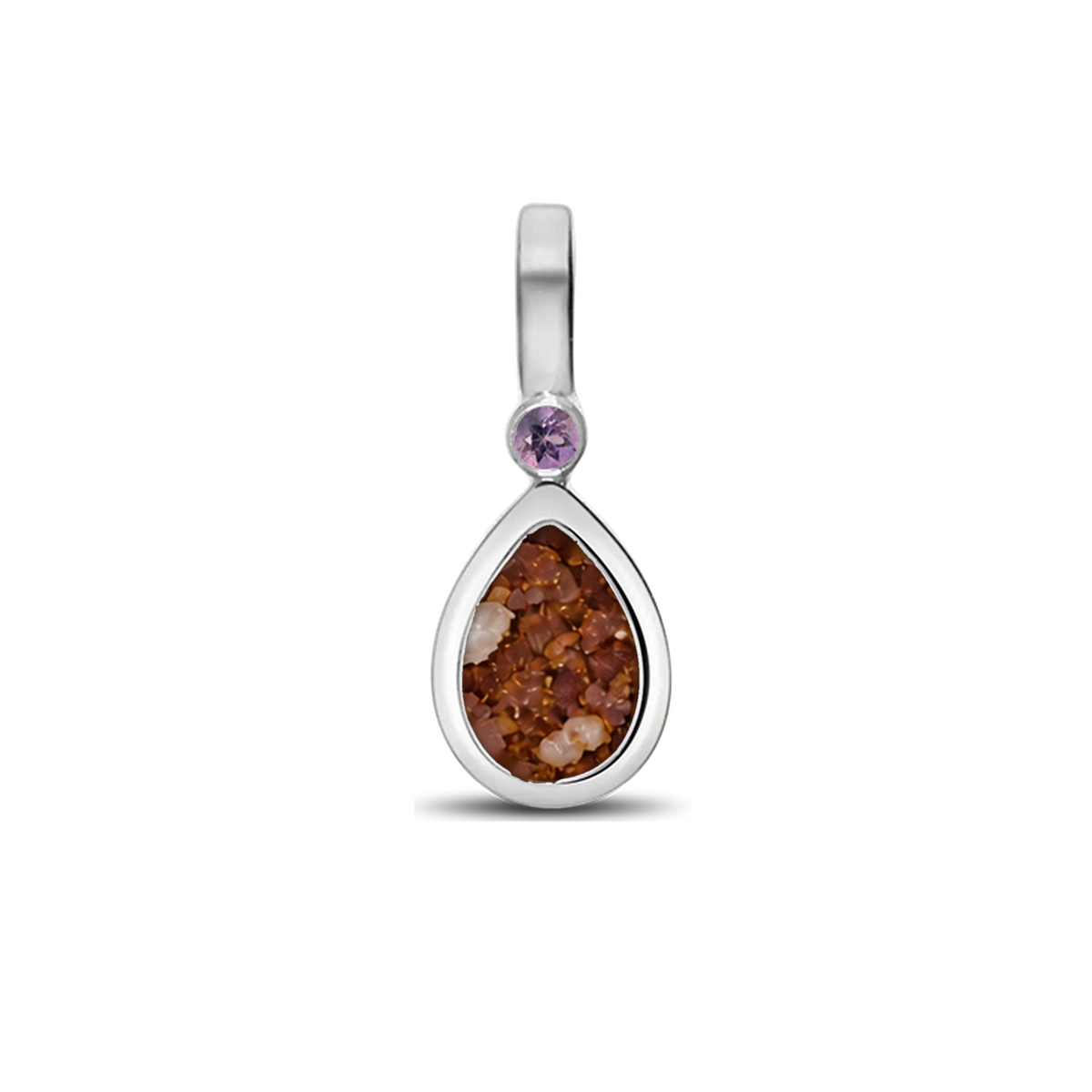 Magic Drop as-hanger in 925 zilver met koperbruin askleur en amethist