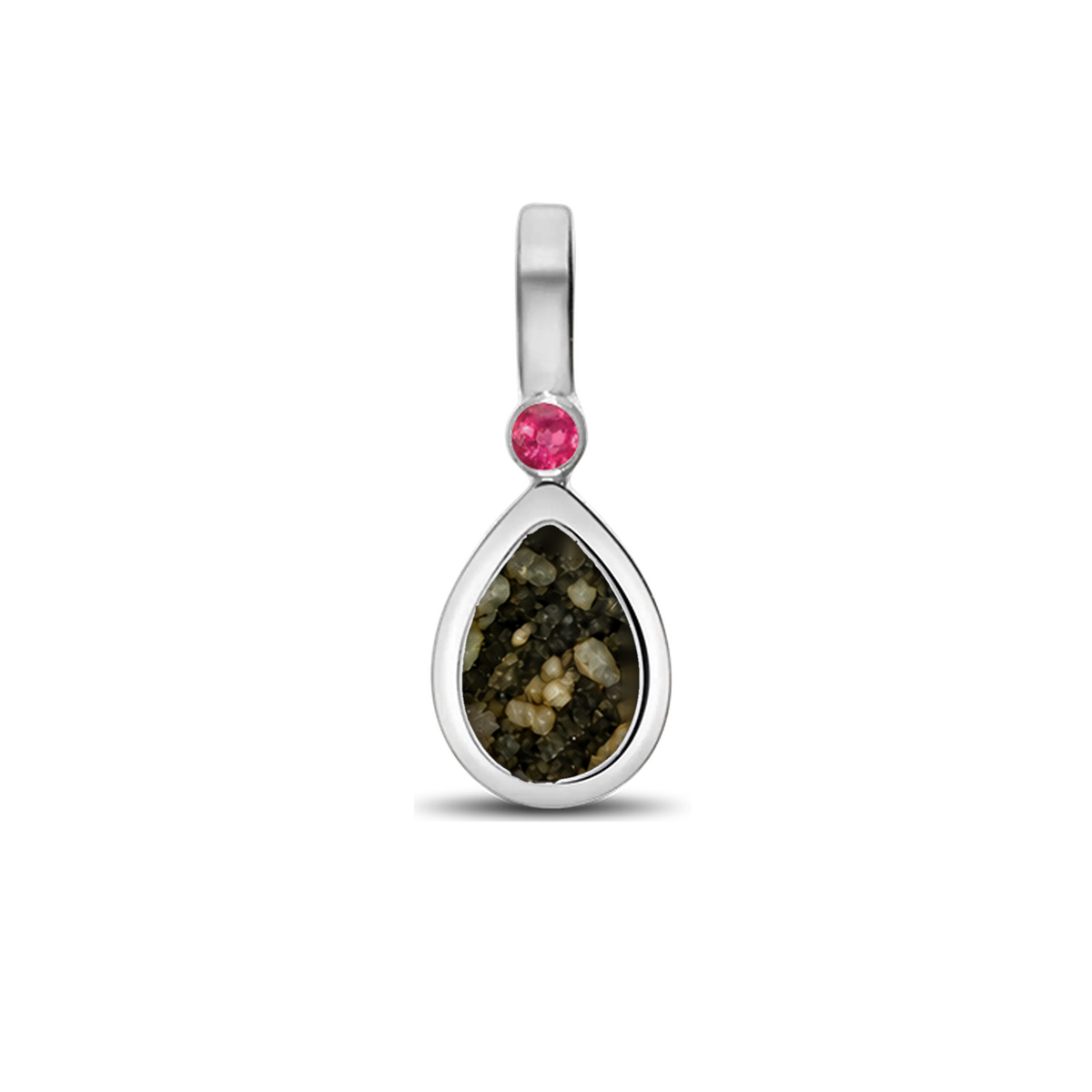 Magic Drop as-hanger in 925 zilver met antraciet askleur en robijn