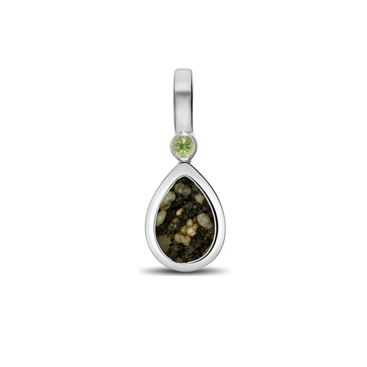 Magic Drop as-hanger in 925 zilver met antraciet askleur en peridot