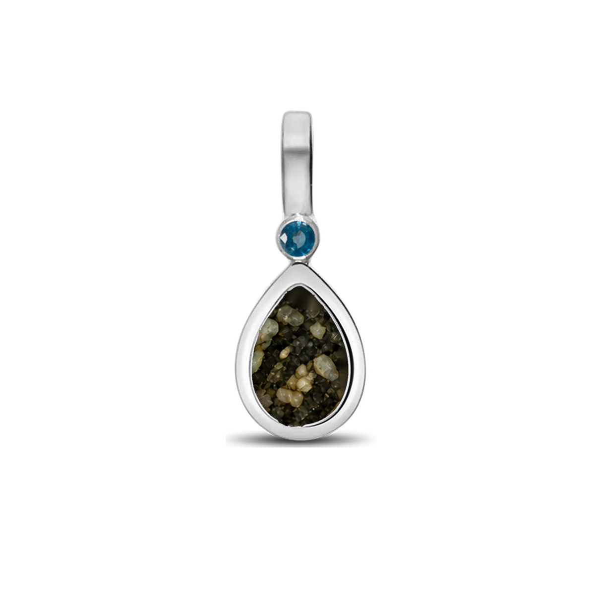 Magic Drop as-hanger in 925 zilver met antraciet askleur en saffier