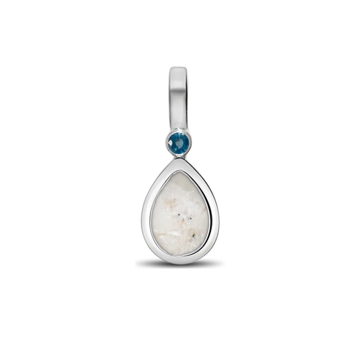 Magic Drop as-hanger in 925 zilver met parelmoer askleur en saffier