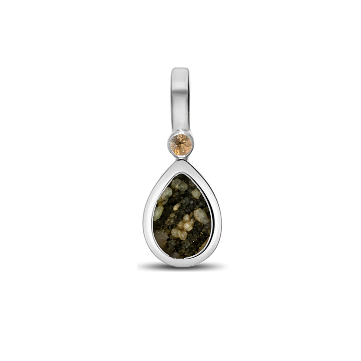 Magic Drop as-hanger in 925 zilver met antraciet askleur en citrien