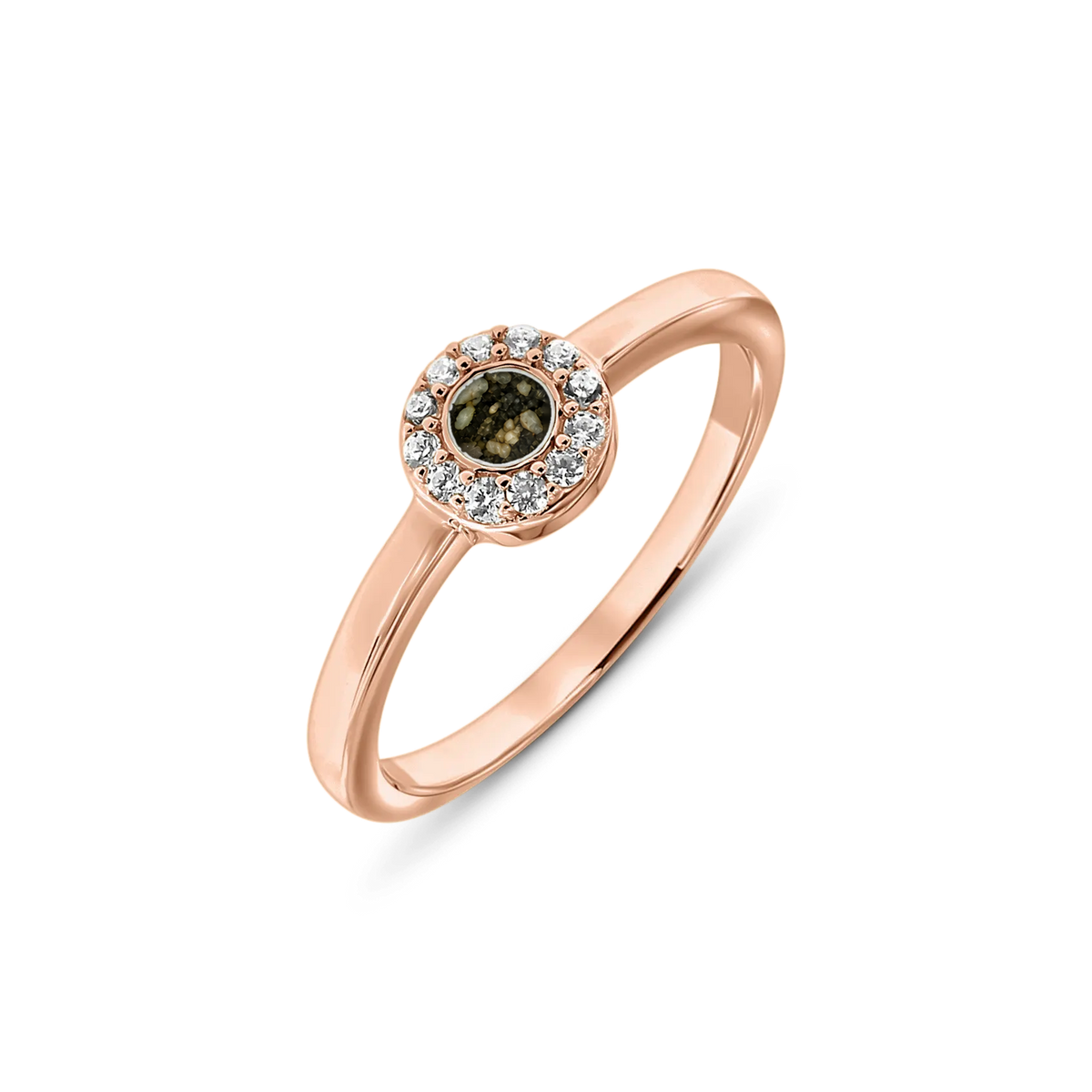 Merel as-ring in massief rosé goud met antraciet askleur