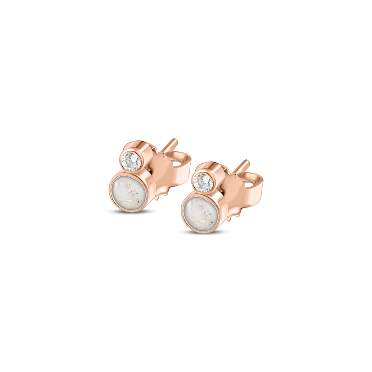 Mila as-oorstekers in massief rosé goud met parelmoer askleur