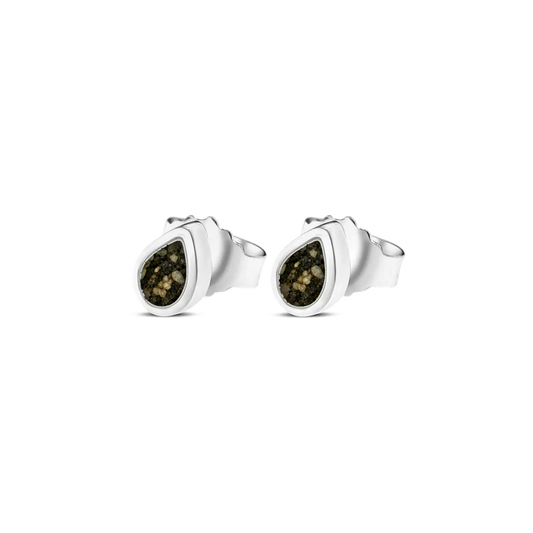 Mini Drop as-oorstekers in 925 zilver met antraciet askleur