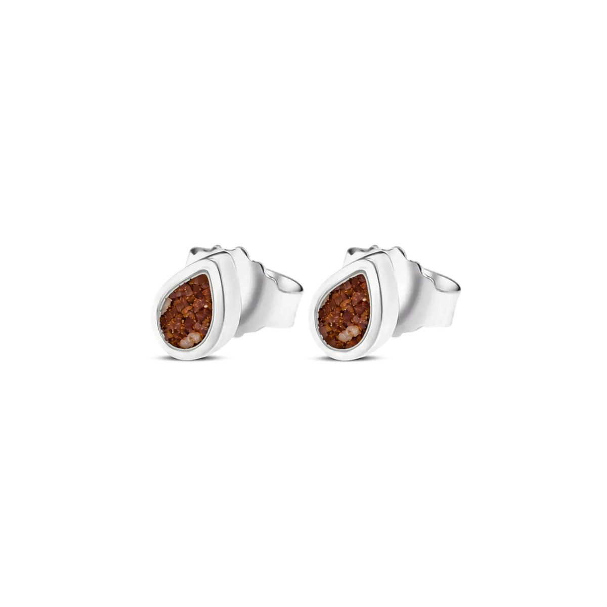 Mini Drop as-oorstekers in 925 zilver met koperbruin askleur