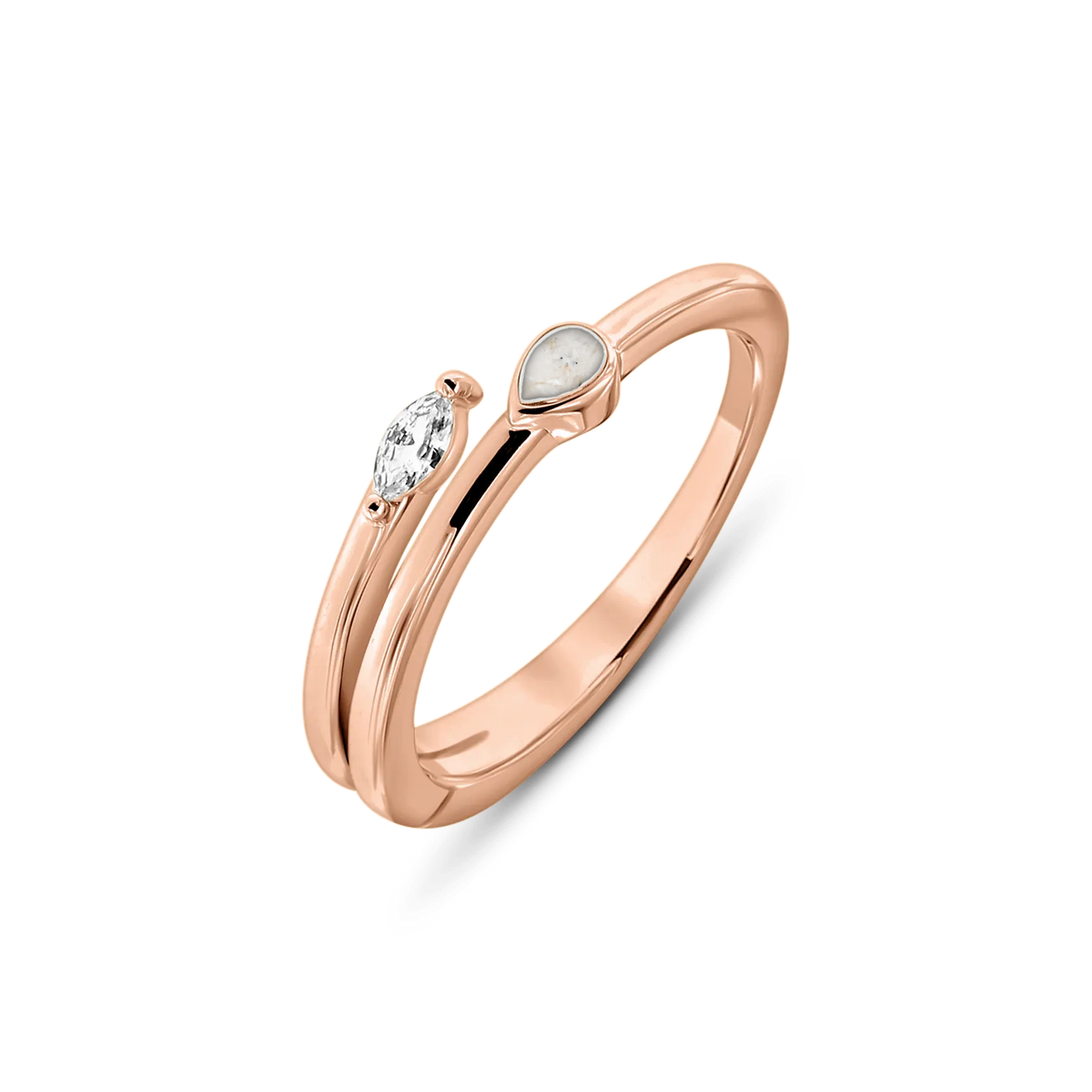 Naomi as-ring in massief rosé goud met parelmoer askleur