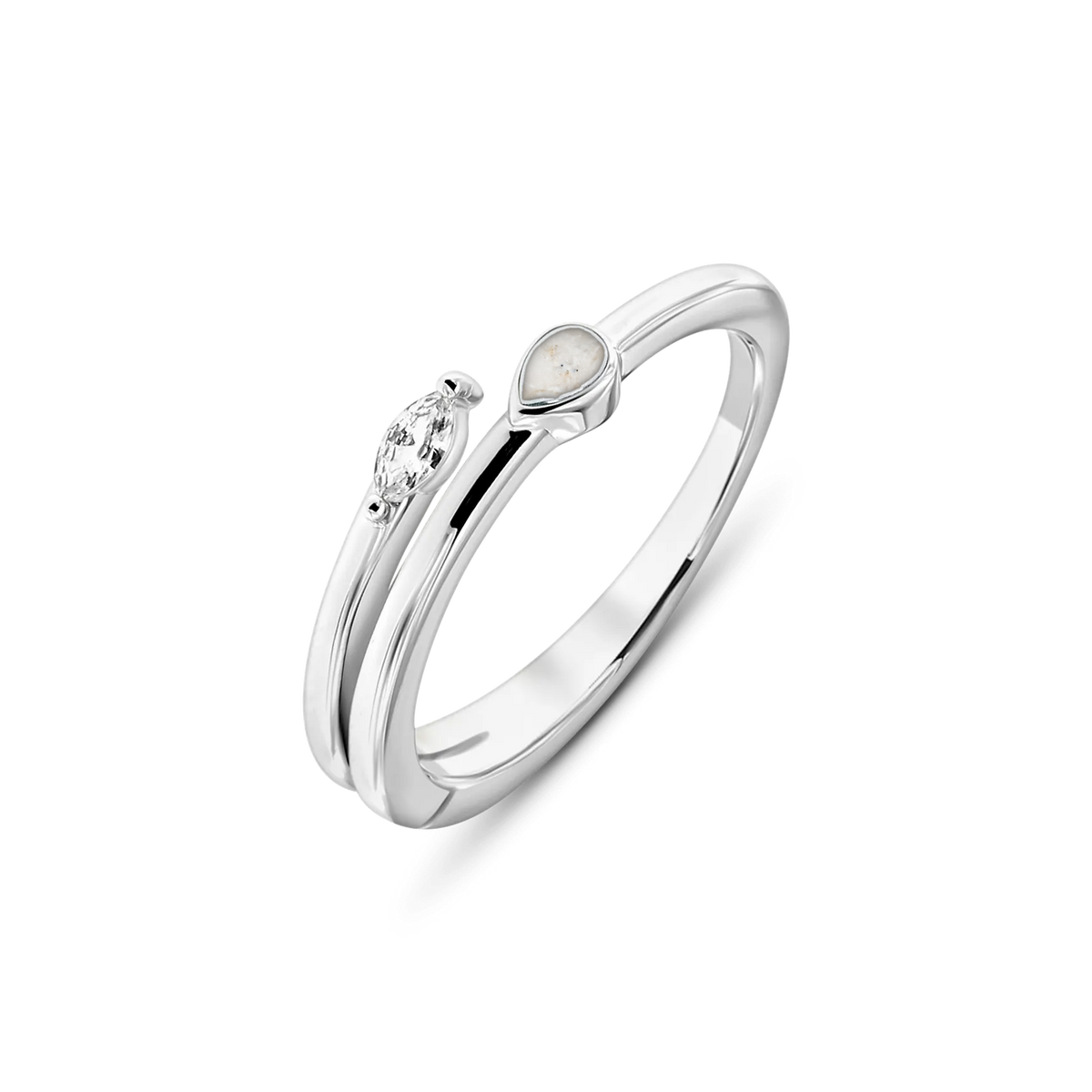 Naomi as-ring in 925 zilver met parelmoer askleur