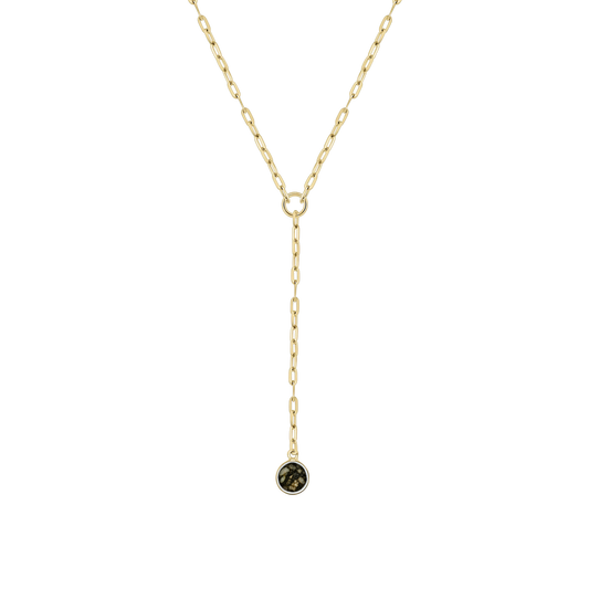 Norah as-ketting in massief geel goud met antraciet askleur