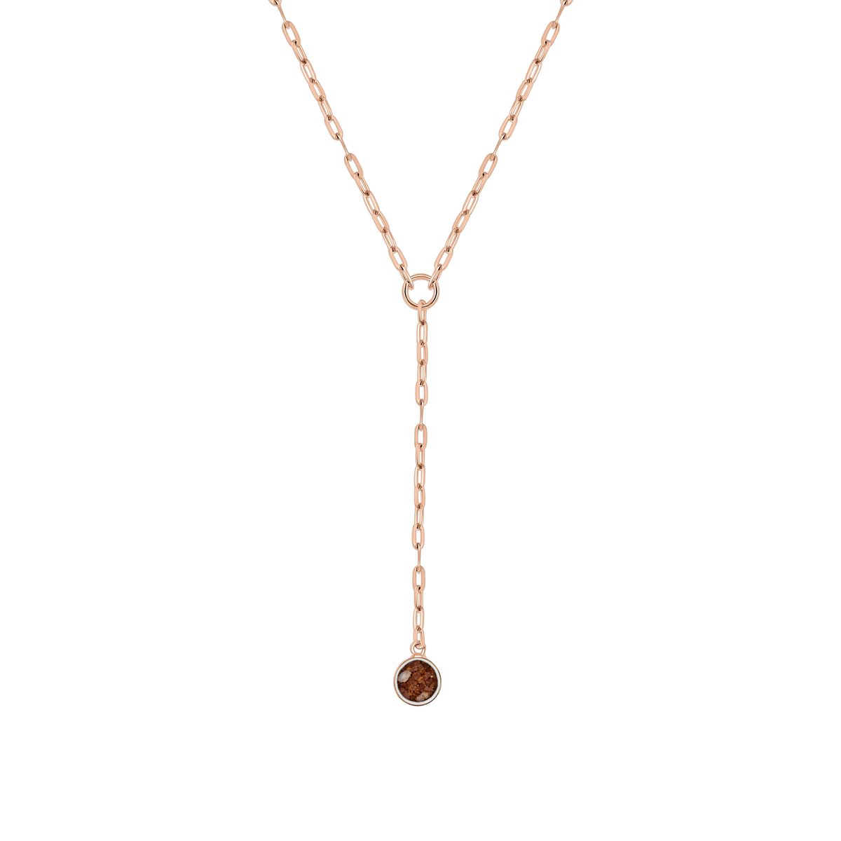 Norah as-ketting in massief rosé goud met koperbruin askleur