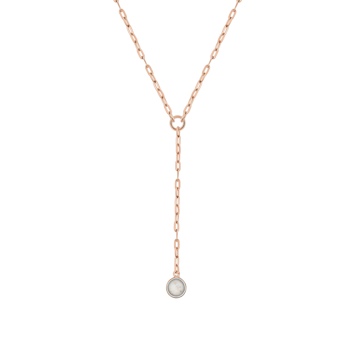 Norah as-ketting in massief rosé goud met parelmoer askleur