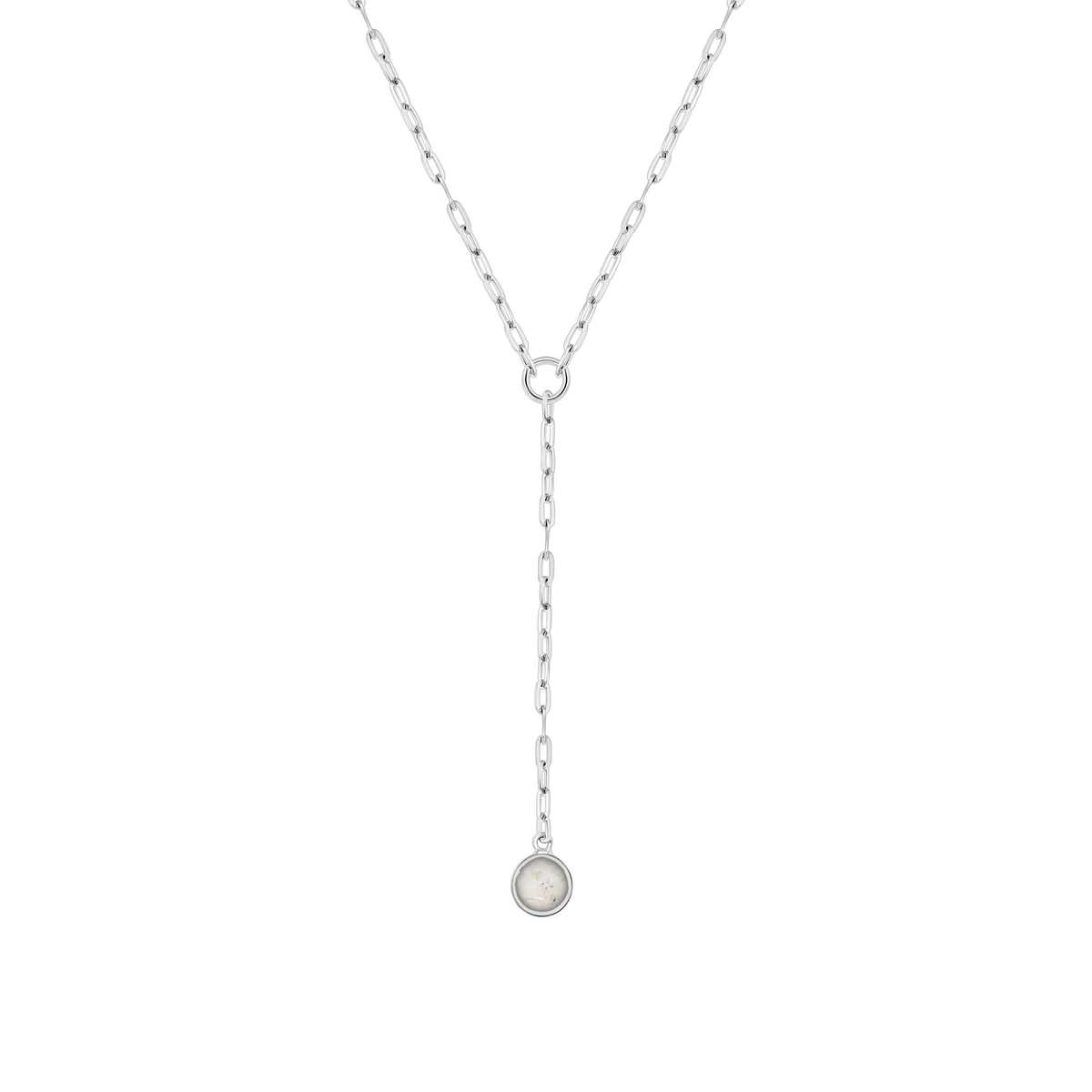 Norah as-ketting in massief wit goud met parelmoer askleur
