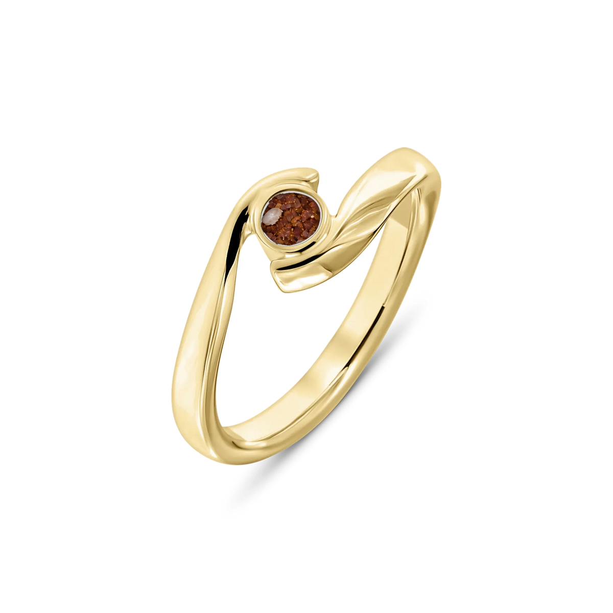 Olivia as-ring in massief geel goud met koperbruin askleur