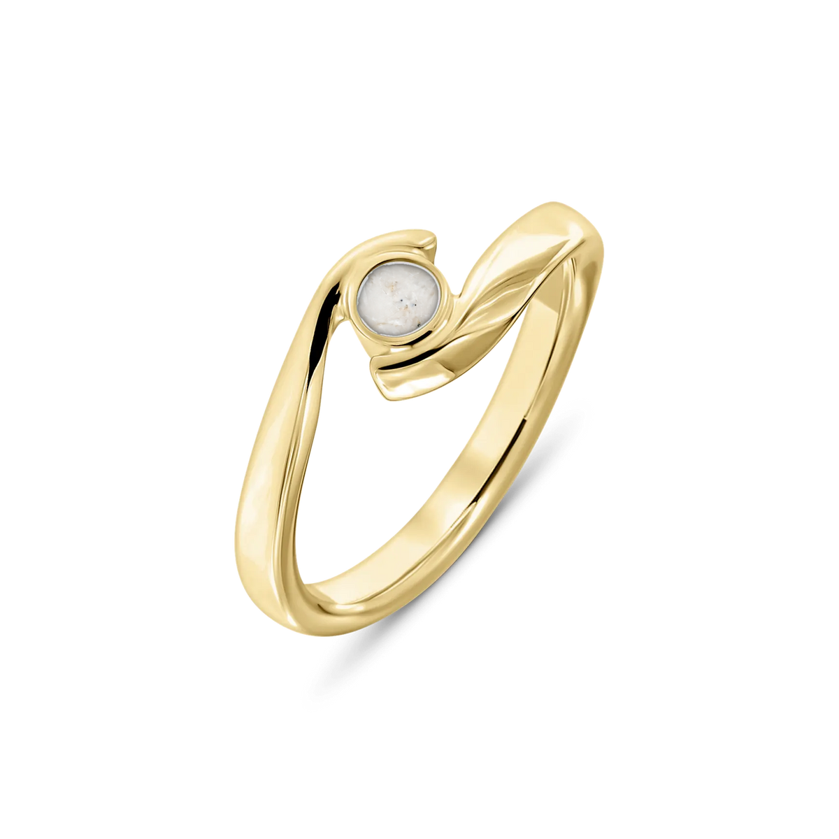 Olivia as-ring in massief geel goud met parelmoer askleur