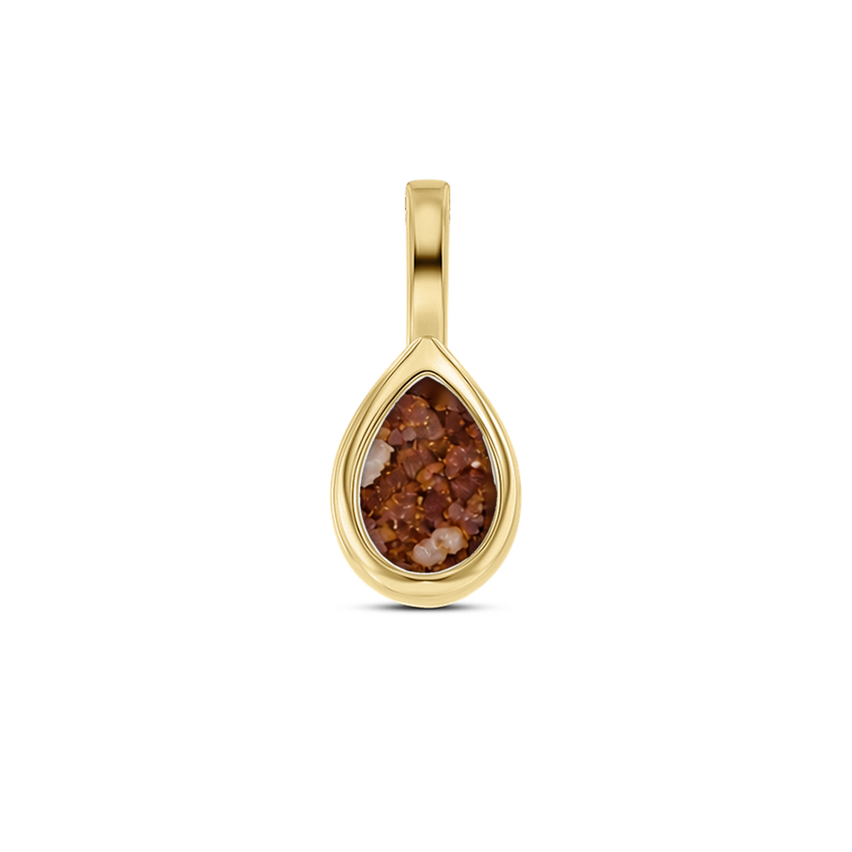 Pure Drop as-hanger in massief geel goud met koperbruin askleur